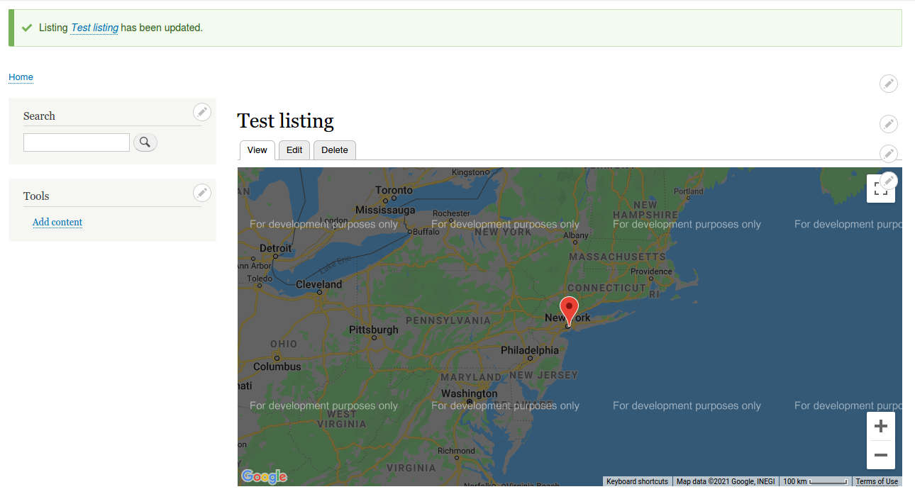 Demo of maps on a Drupal node